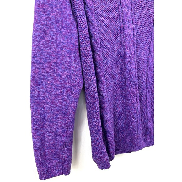 Talbots Deep Purple Pink Cable Knit Zip Back Sweater Cotton Soft Women XL 1127U - Picture 9 of 12